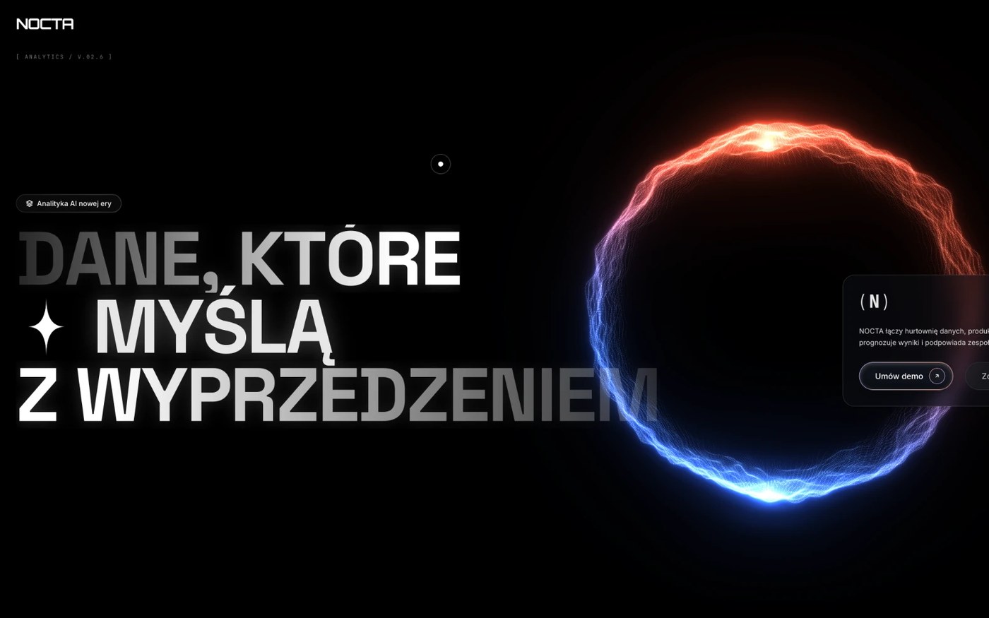 NOCTA, analityka ai: zrzut zrealizowanej strony